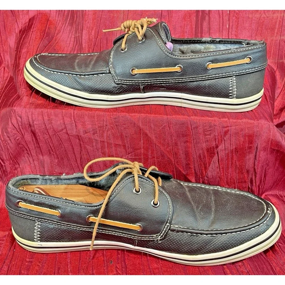 Mens ALDO  Black 2 Eyelet Deck Boat Shoes Loafers sz 10